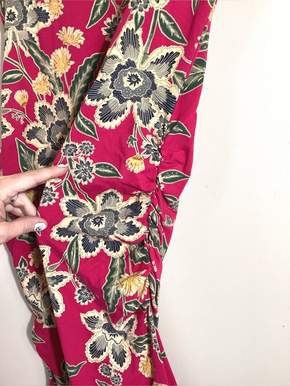 Old Navy Maternity Sleeveless Floral Slub Ruched Midi Dress L - Picture 6 of 15